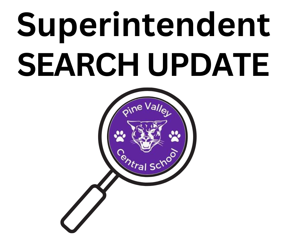  Superintendent Search Update above a magnifying glass illustration with the panther logo